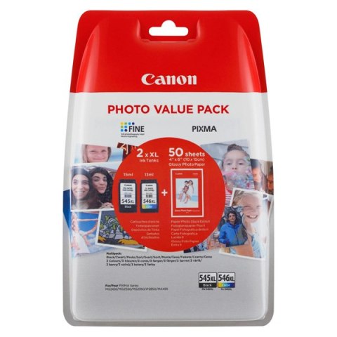 Canon oryginalny ink / tusz PG-545XL/CL-546XL photo value pack, 8286B007, black/color, high capacity, 2-pack + paper, EOL