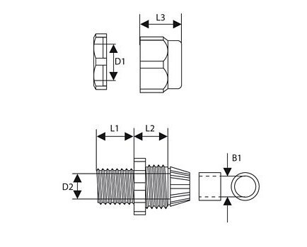 Dławnica kablowa z gwintem PG-21 jasnoszary (1szt.)