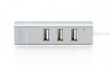 HUB/Koncentrator 3-portowy USB 2.0 HighSpeed z Typ C oraz Fast Ethernet LAN adapter, aluminium