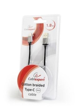 Kabel Micro Typ-C oplot tekstylny/1.8m/czarny