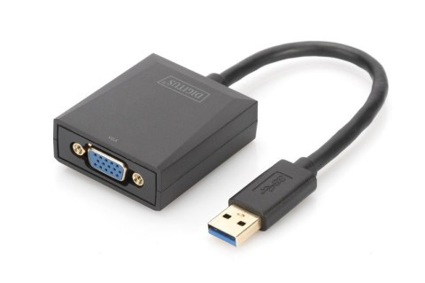 Adapter graficzny VGA 1080p FHD na USB 3.0, aluminiowy, czarny