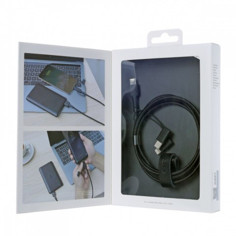 CB-BAL5 3w1 kabel micro USB | USB-C | Lightning | 1.2m nylonowy oplot czarny