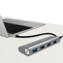 Hub 4xUSB 3.1, USB-C, aluminiowa obudowa