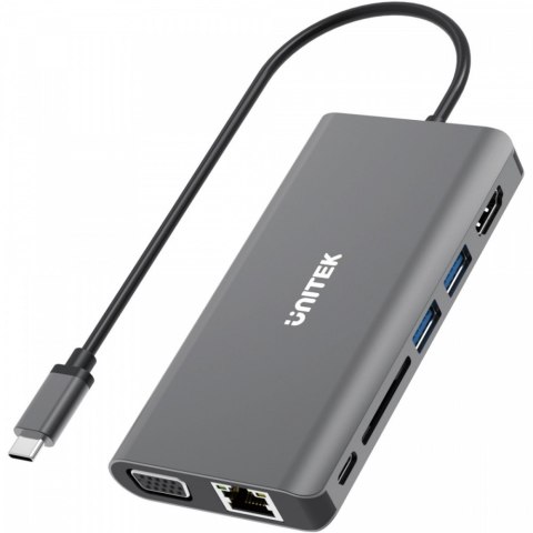 HUB 8-w-1 D1019A USB3.1 Typ-C + 2xUSB + HDMI + VGA + GIGA + SD