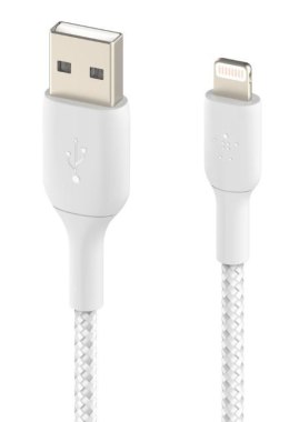 Kabel Braided USB- Lightning 15cm biały