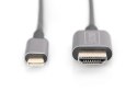 Kabel adapter HDMI 4K 30Hz na USB Typ C 3.1 metalowa obudowa HQ czarny 1.8m