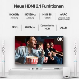 Kabel HDMI M/M 2m; v2.1; 8K; 120Hz; UHD; C138W