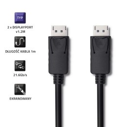 Kabel DisplayPort v1.2 męski | DisplayPort v1.2 męski | 4K | 2m