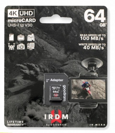 Karta microSD IRDM 64GB UHS-I U3 adapter