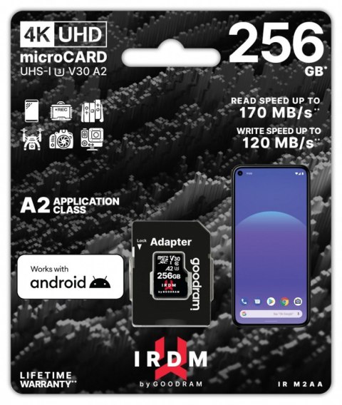 Karta pamięci microSD IRDM 256GB UHS-I U3 A2 + adapter