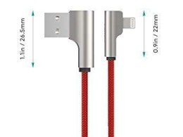 CB-AL01 Red OEM nylonowy kabel USB - Lightning | 2m | wtyki 90 stopni | certyfikat MFi