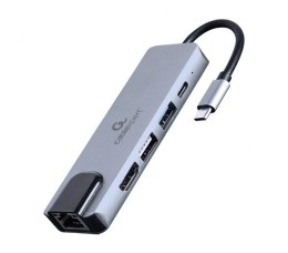 Adapter wieloportowy USB-C 5w1, PD, HDMI, USB 3.1, USB 2.0, LAN