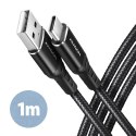 BUCM-AM10AB Kabel USB-C - USB-A, 1.0m USB 2.0, 3A, ALU, oplot Czarny