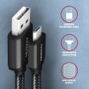 BUMM-AM20AB Kabel MicroUSB - USB A, 2m, USB 2.0, 2.4A, ALU, oplot Czarny