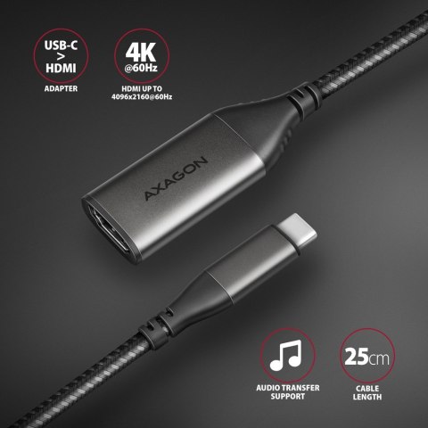 RVC-HI2M Adapter aktywny USB-C -> HDMI 2.0 4K/60Hz Aluminum, 25cm kabel