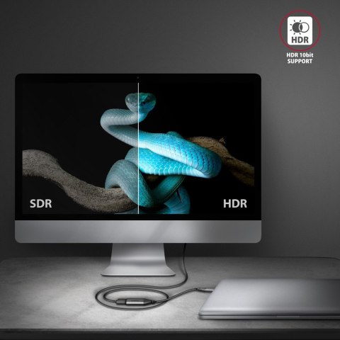 RVC-HI2M Adapter aktywny USB-C -> HDMI 2.0 4K/60Hz Aluminum, 25cm kabel