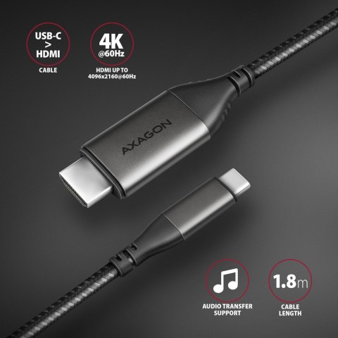RVC-HI2MC Adapter aktywny USB-C -> HDMI 2.0 4K/60Hz Aluminum, 1.8m kabel