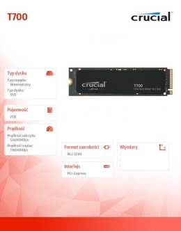 Dysk SSD T700 2TB M.2 NVMe 2280 PCIe 5.0 12400/11800