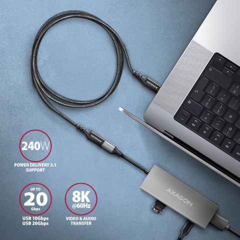 BUCM32-CF15AB Kabel przedłużacz Gen2 USB-C - USB-C 1.5m, 5A, 20Gbps, PD 240W, oplot, czarny