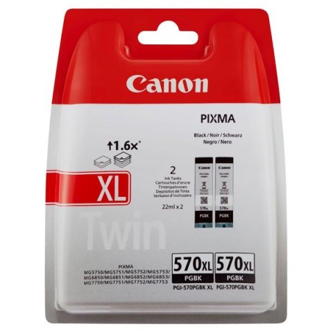Canon oryginalny ink / tusz PGI 570 XL PGBK Twin Pack, 0318C007, black, blistr z ochroną, 22ml, high capacity, 2-pack