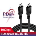 Kabel 2x USB-C 100W 2m wspierający PD przesył danych do 10Gbps MCE492 Czarny