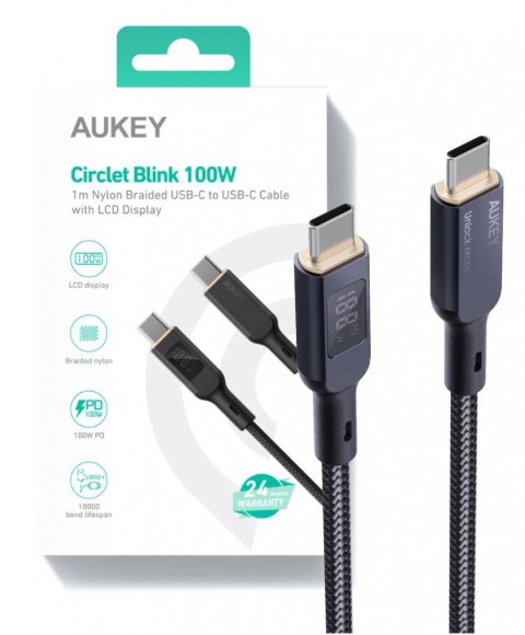 CB-MCC102 nylonowy kabel USB C - USB C | LED | 1.8m | 5A | 100W PD | 20V