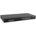 Przełącznik Gigabit 16x 1000Mbps RJ45 PoE+ 220W Rack 19