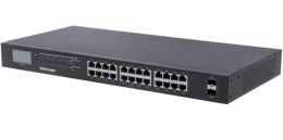 Switch Gigabit 24x RJ45 PoE+, 2x SFP, wyświetlacz LCD