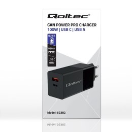 Ładowarka GaN Power Pro | 1xUSB-C | 1xUSB | 100W | 5-20V | 1.5-5A| PD | Czarna