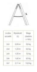 DRABINA DREWNIANA BRAKET STANDARD 2X4 SZCZEBLE 124CM