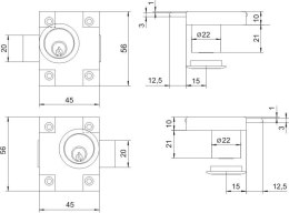 ZAMEK MEBLOWY ZMB-2 NIKLOWANY PRAWY