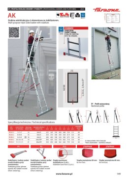 DRABINA TRZYELEMENTOWA 3X7 SZCZEBLI AK225.3