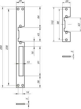 ZACZEP PŁASKI DO ELEKTROZACZEPU RE54 SZEROKOŚĆ 25MM MODEL L