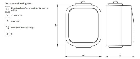 B2 ŁĄCZNIK POJEDYNCZY N/T IP54 SZARY/CZARNY