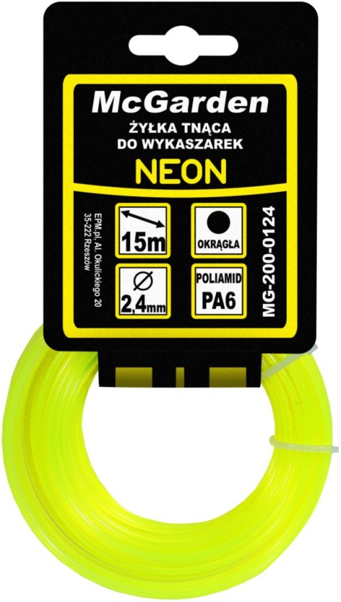 ŻYŁKA DO WYKASZARKI OKRĄGŁA NEON 2,4MM 15M