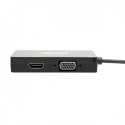 Wieloportowy adapter USB-C (M/3xF) 4K HDMI, DVI, VGA, HDCP. U444-06N-HDV4KB Czarny