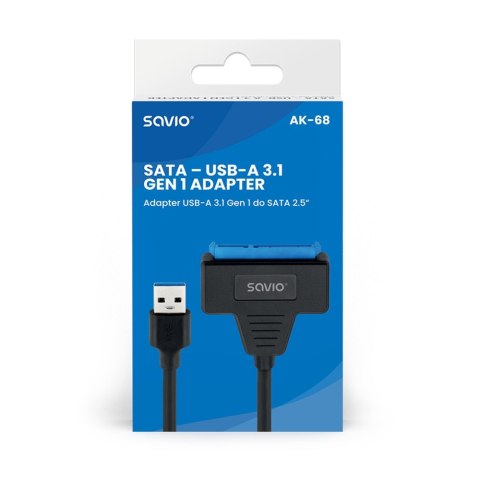 Adapter USB-A 3.1 Gen 1 (M) - SATA (F) do dysków SATA 2.5 cala , AK-68