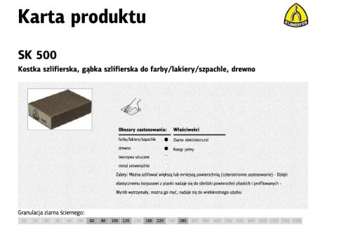 KLINGSPOR KOSTKA SZLIFIERSKA 100x70x25mm P100 SK500