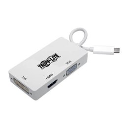 Wieloportowy adapter USB-C (M/3xF) 4K HDMI, DVI, VGA, HDCP U444-06N-HDV4K Biały