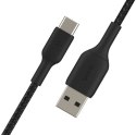 Kabel Braided USB-C USB-A 15cm czarny