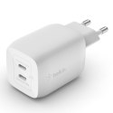 Podwójna ładowarka ścienna USB-C GaN z PPS 65 W Biała