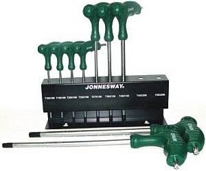 JONNESWAY KLUCZ TORX TYP "L" KOMPLET 9cz. Z OTWOREM + WIESZAK H10MT09S