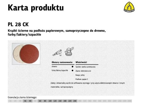 KLINGSPOR KRĄŻEK ŚCIERNY SAMOPRZYCZEPNY 125mm PL28CK gr.120 /50szt.