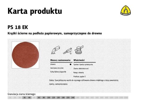 KLINGSPOR KRĄŻEK ŚCIERNY SAMOPRZYCZEPNY 150mm PS18EK gr.120 /50szt.