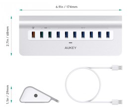 CB-H6S aluminiowy Hub 10xUSB | 10w1 | 7xUSB 3.1 | 2xUSB AiPower | 1xUSB Quick Charge 3.0