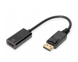 Kabel adapter DIGITUS DisplayPort z zatrzaskiem 4K 60Hz UHD Typ DP/HDMI A M/Ż czarny 0,2m