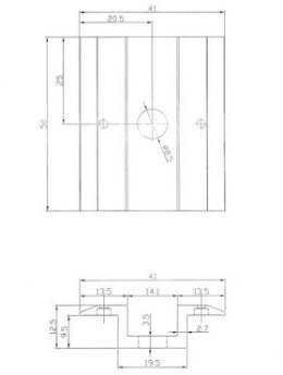 Klema środkowa 41x50 z pinami uziemiającymi czarna CORAB Y_KK0032