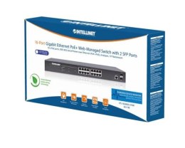 Przełącznik Gigabit zarządzalny 16x RJ45 PoE+/2 sloty SFP