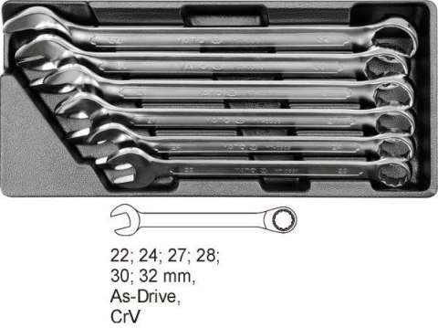 YATO WKŁADKA DO SZUFLADY KLUCZE PŁASKO-OCZKOWE 6 elem. 22-32mm 5532