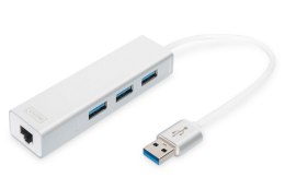 HUB/Koncentrator 3-portowy USB 3.0 SuperSpeed z Gigabit LAN adapter, aluminium